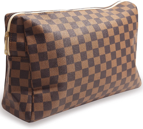 Vegan Leather Checkered Cosmetic Bag (Multiple Colors) – Lola