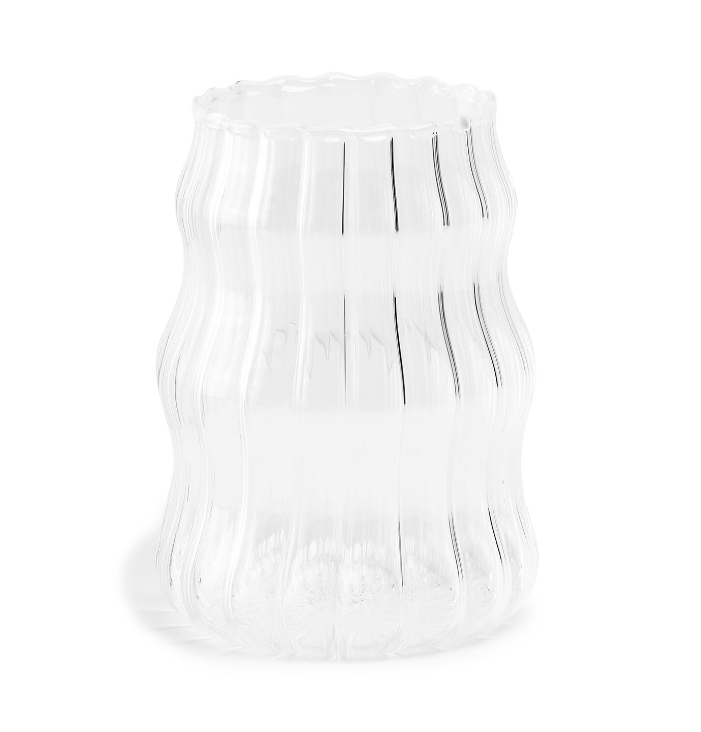 Wavy Ribbed Glass Cup