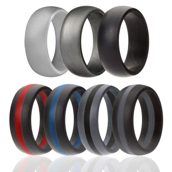 7 Pack - ROQ Silicone Women wedding bands - STRIPES