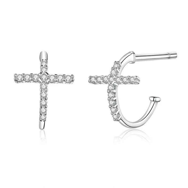 cross hoop earrings