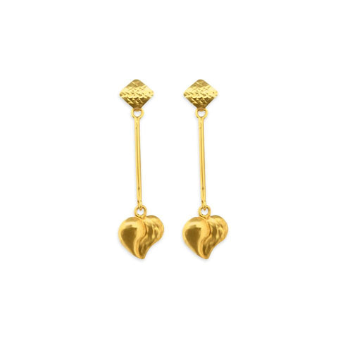 Gold Drop Heart Earrings