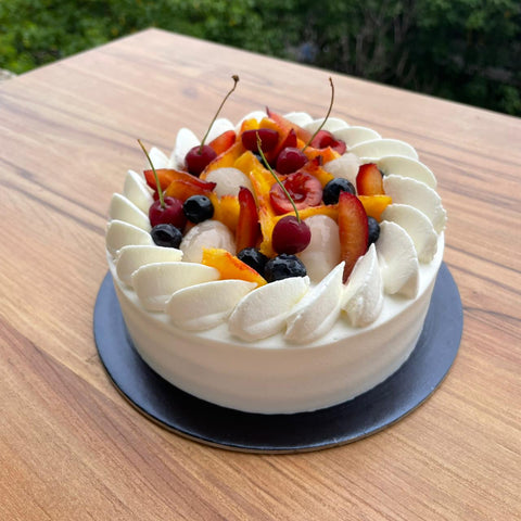 cake topped with fresh products