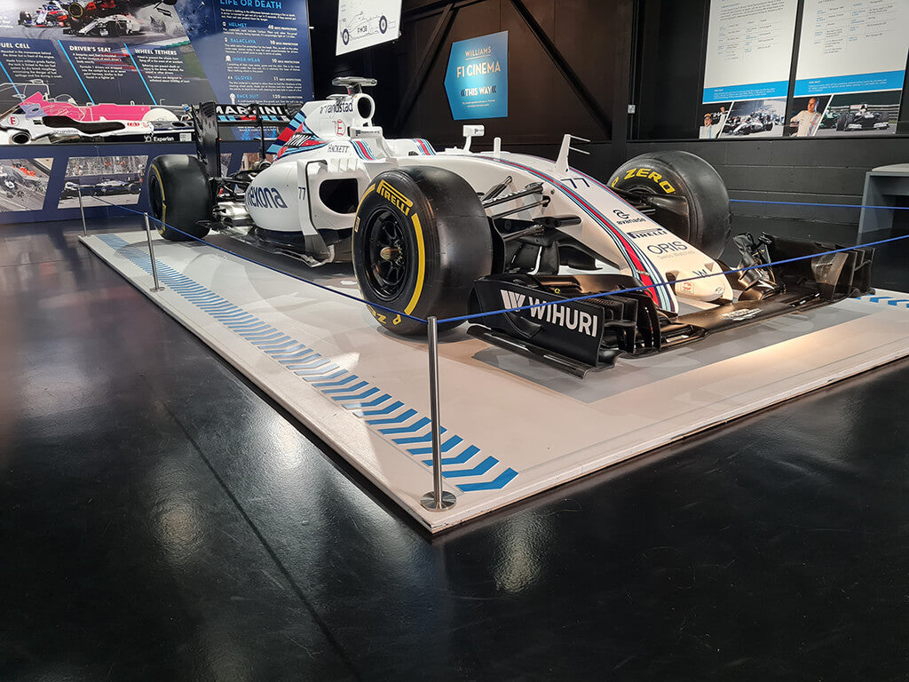 AEC Products Stanchions and Bungee around a Formula 1 Racecar at Haynes Motor Museum