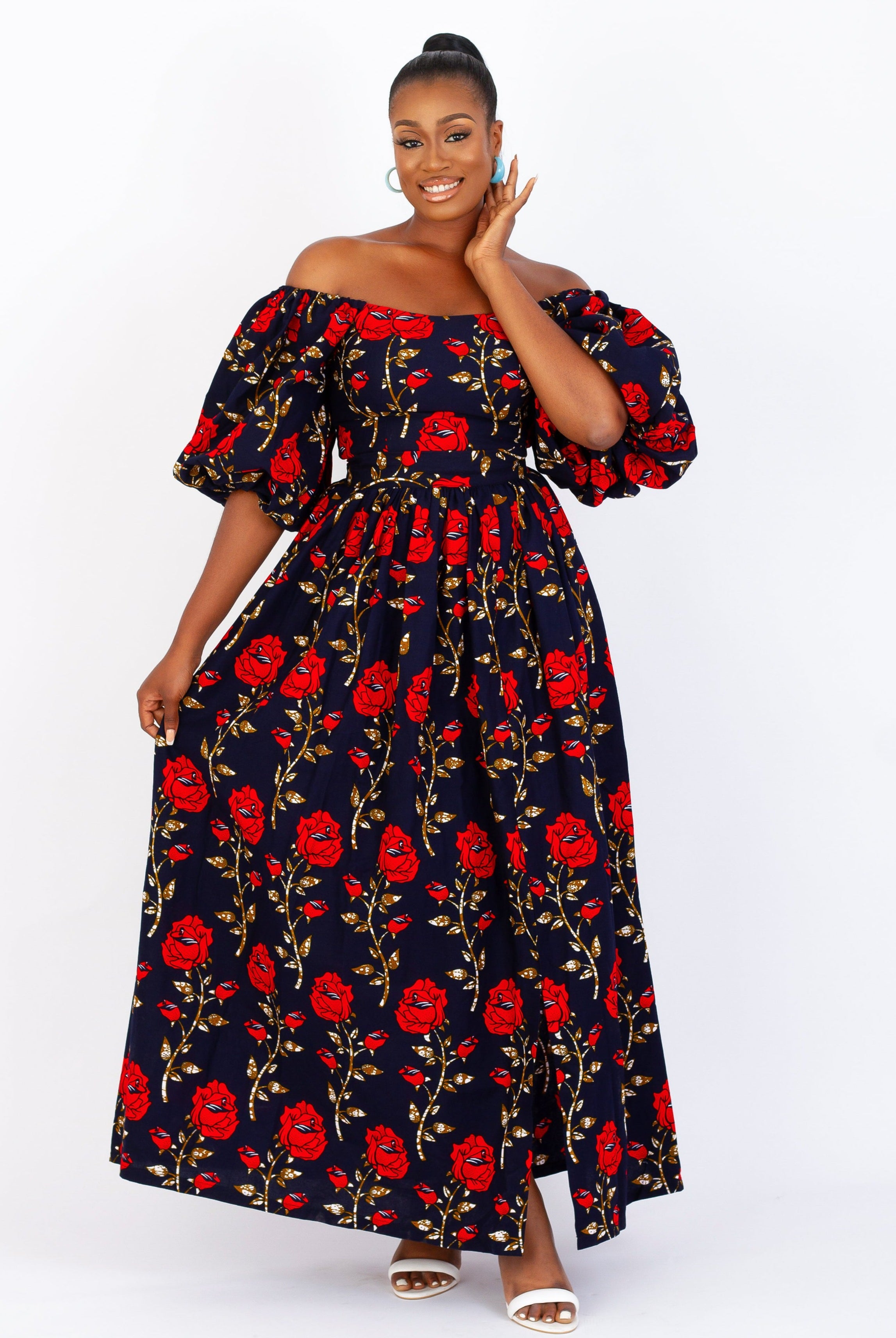 Mfon High Waist Ankara Maxi Skirt/ African Print Flare Skirt