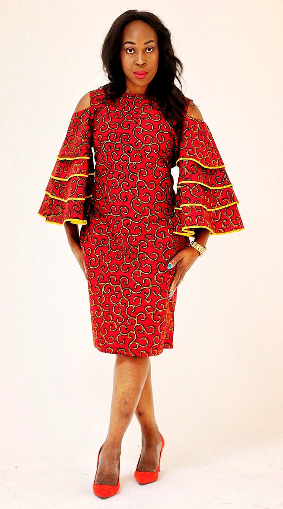 African Print Ankara Bell Sleeves Dress – ATMKollectionz
