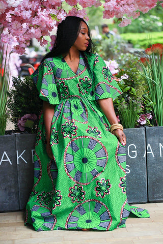 Obiageli New in African Ankara Print Denim Combo Maxi Dress ...