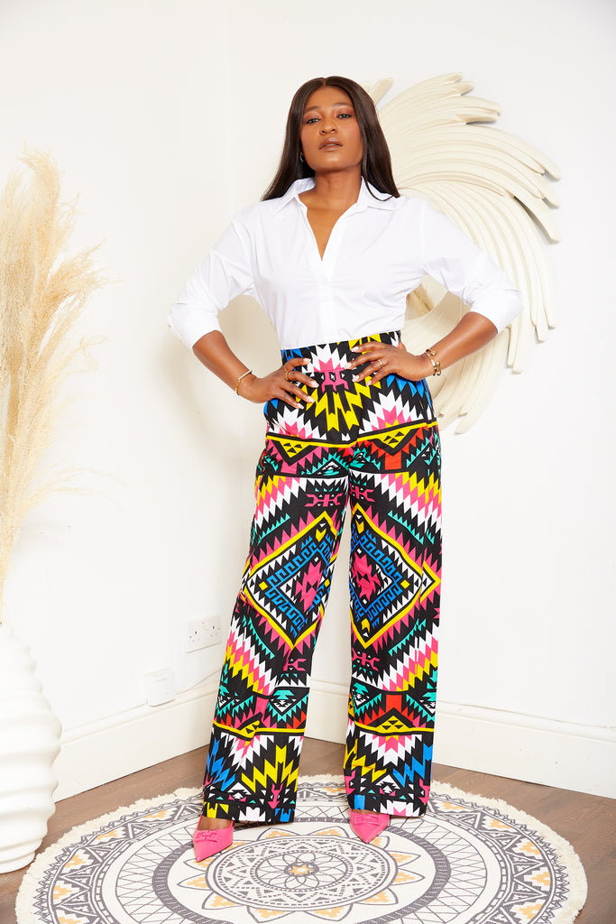 Multicolor High Waist Serape Print Wide Leg Pants - The Perfect Touch SA