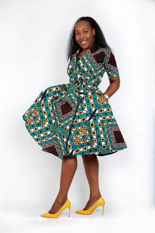 Obiageli New in African Ankara Print Denim Combo Maxi Dress ...