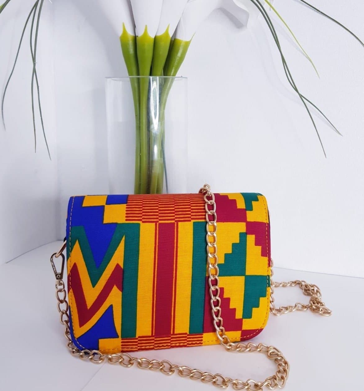 African Print Shoulder Bag Ankara Print Chain Bag CUMO LONDON