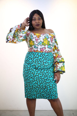 Fully Embellished Mixed Print Ankara Fitted Combo Dress – ATMKollectionz