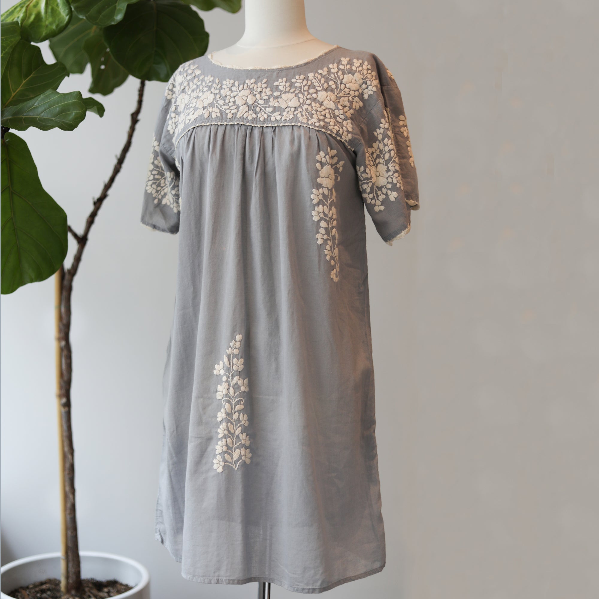 Oaxaca Dress - (Grey with Ivory)