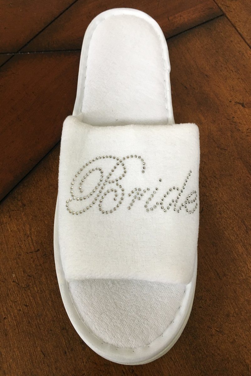 white slippers bride