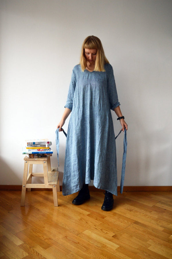 Linen Maxi Dress with Long Sleeves 'Melissa' - Linenbee