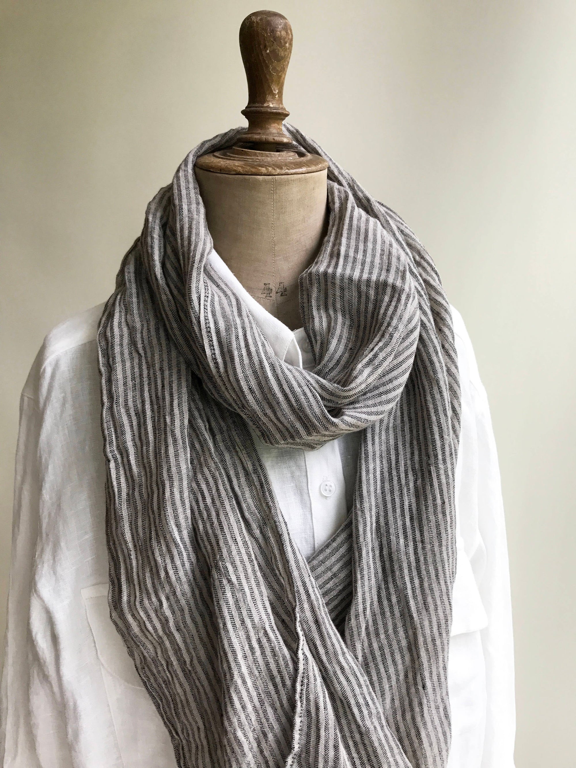 striped linen scarf