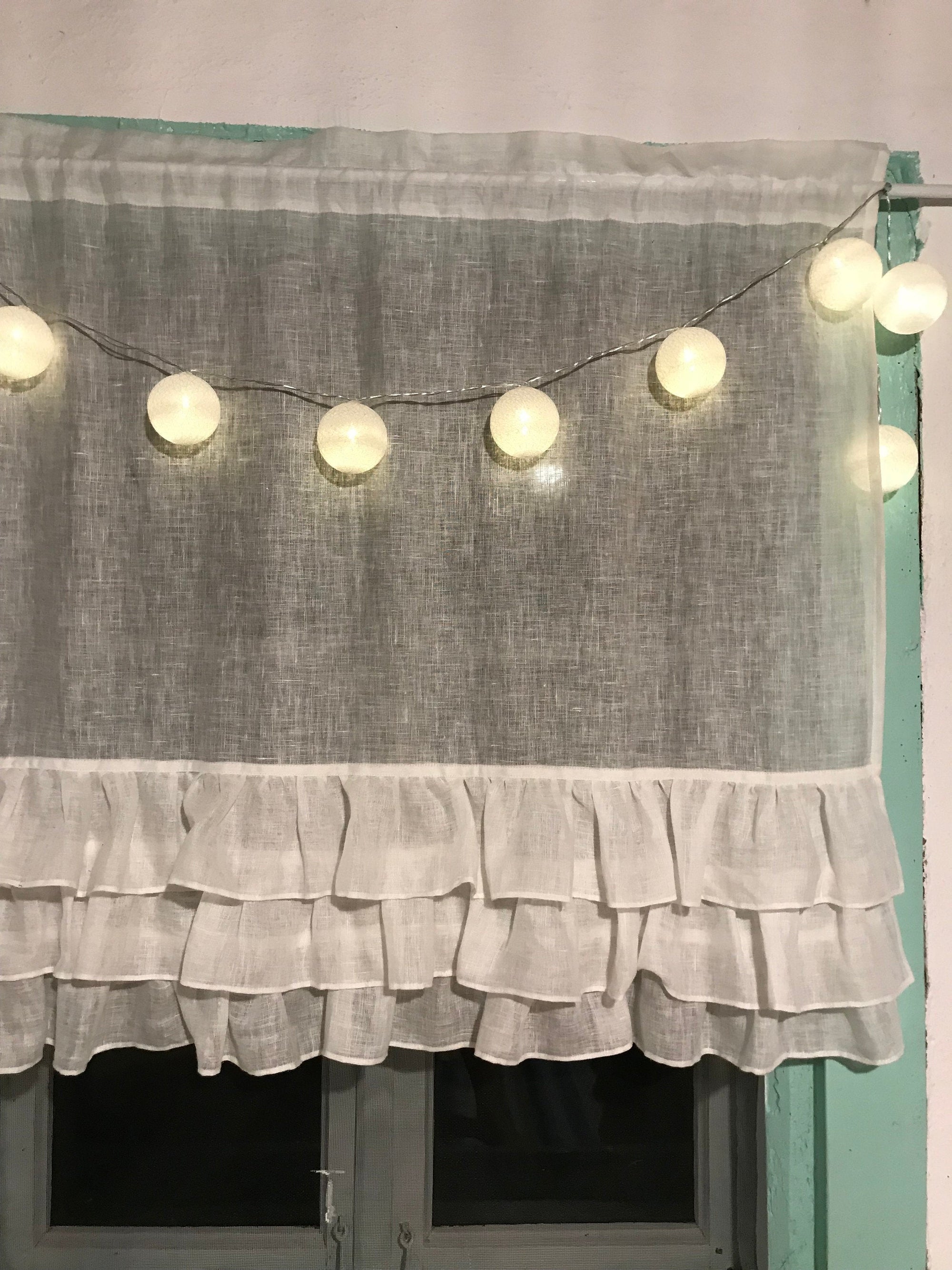 white linen valance curtains