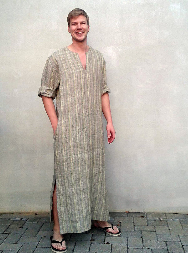 Mens Kaftan 'Jim' Loose Linen Loungewear for Men - Linenbee