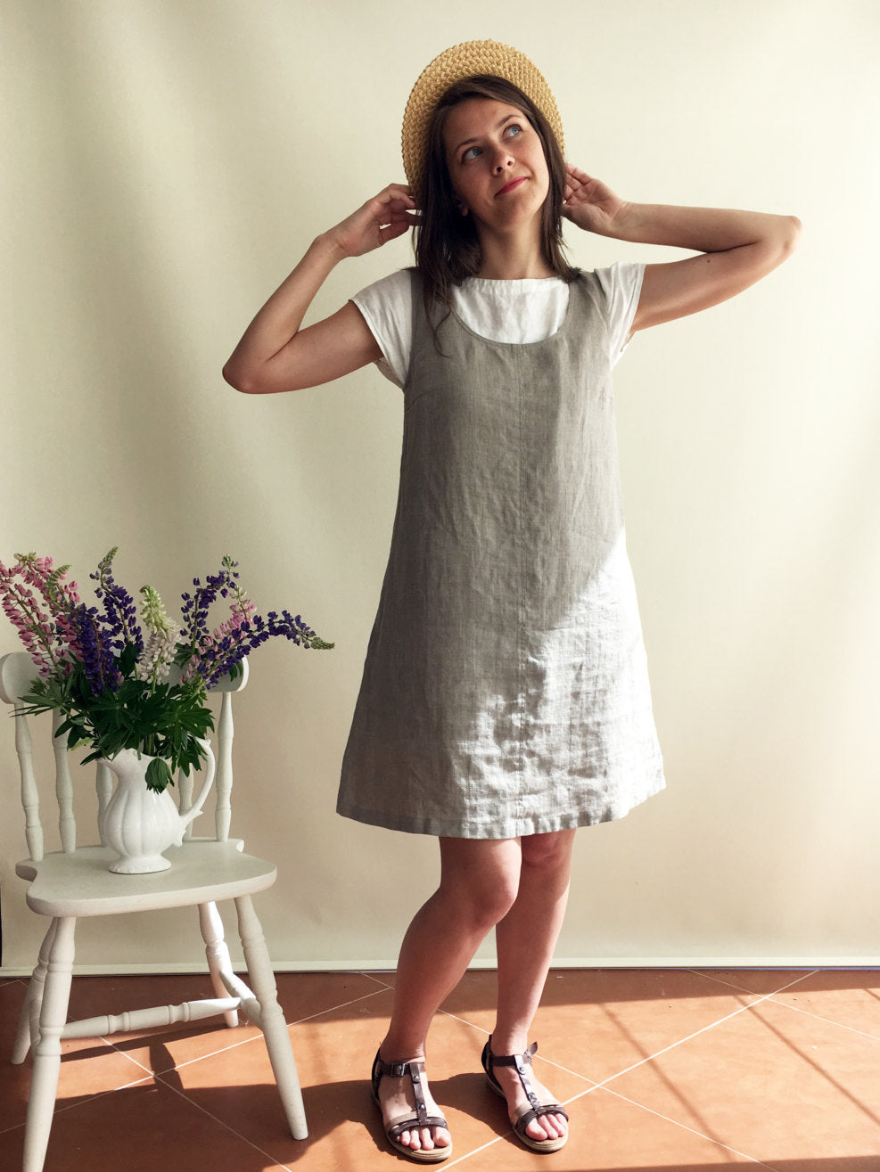 linen jumper dress