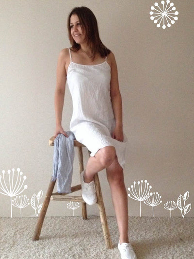 off white linen dress