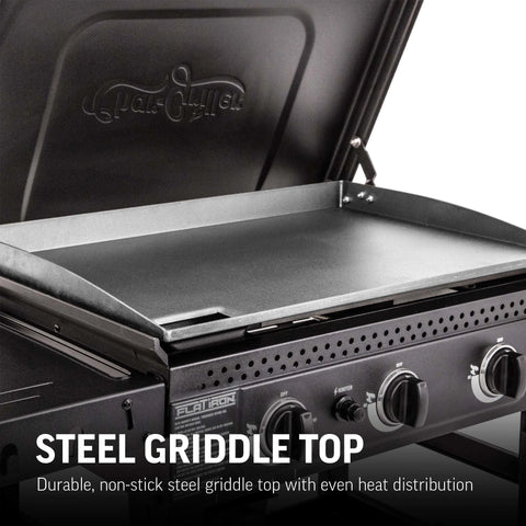 Steel Griddle Top: Durable, non-stick steel griddle top with even heat distribution
