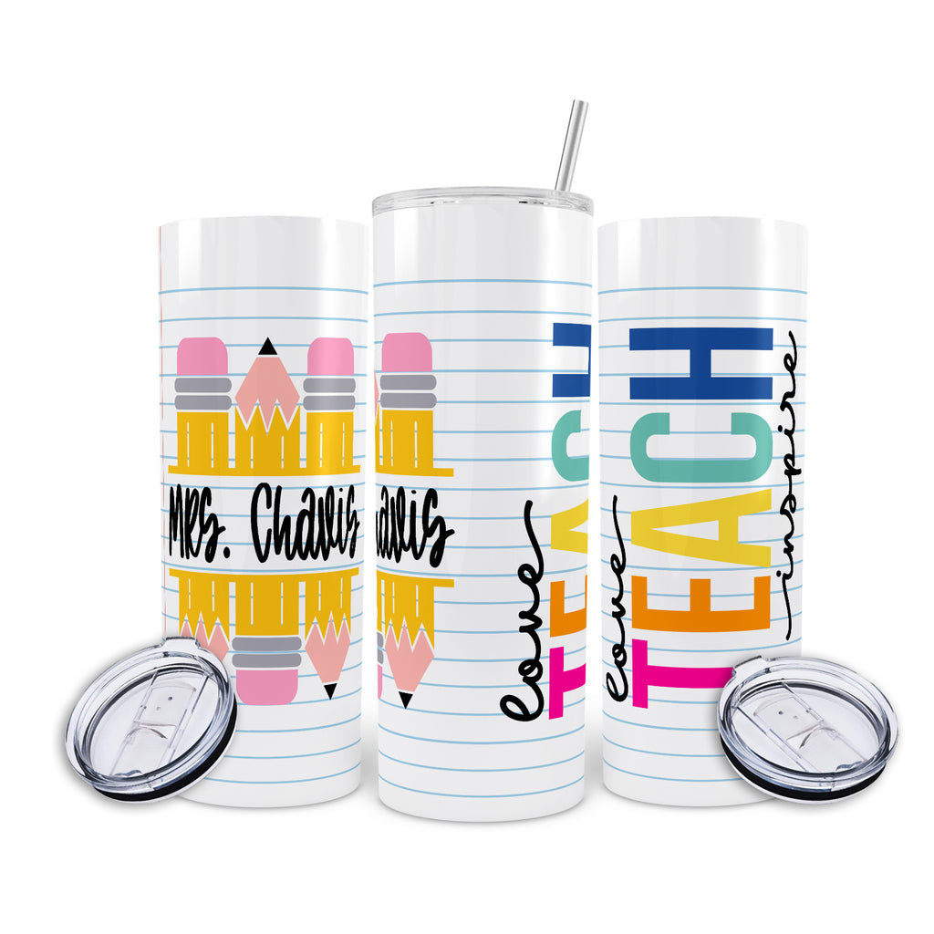 Personalized Tumbler with Straw Teacher Appreciation Gift