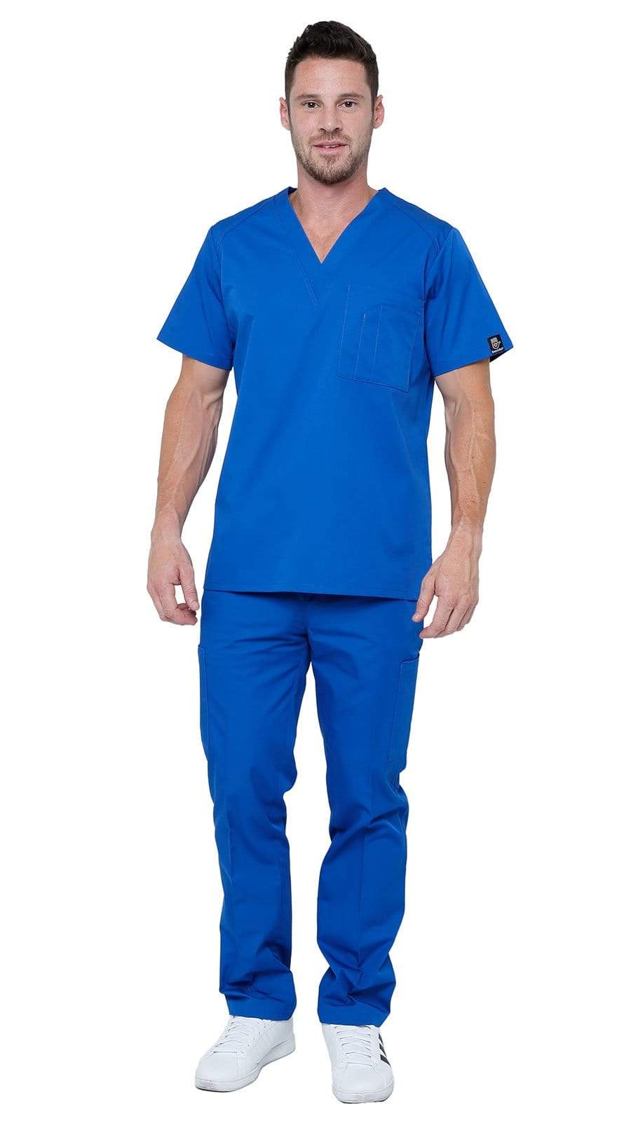 Dress A Med Men's Multi-Use Pockets Classic Uniform Scrubs