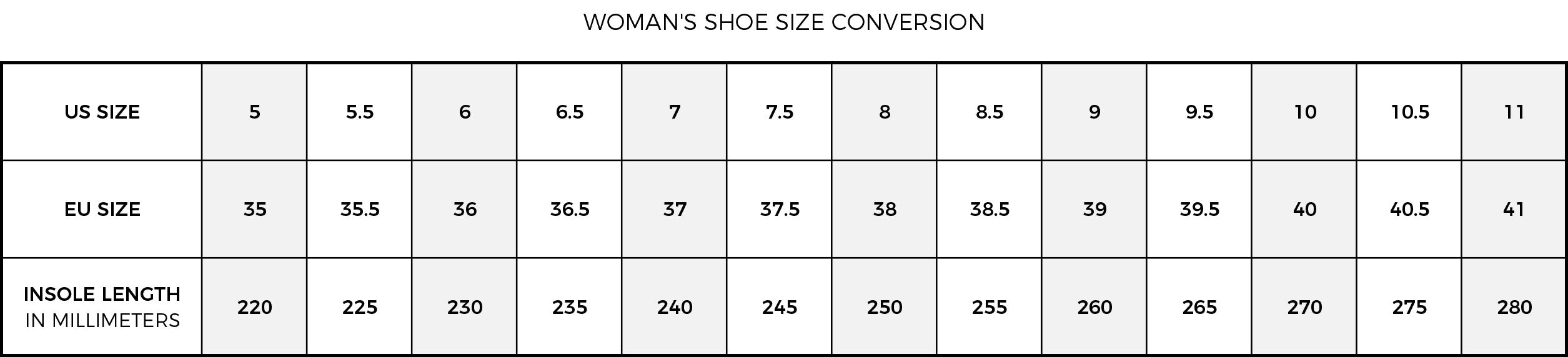 Giuseppe Sneakers Size Chart