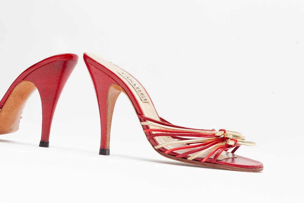 Casadei Vintage Red Bow Sandals | Eklektikos The Shoe Archives
