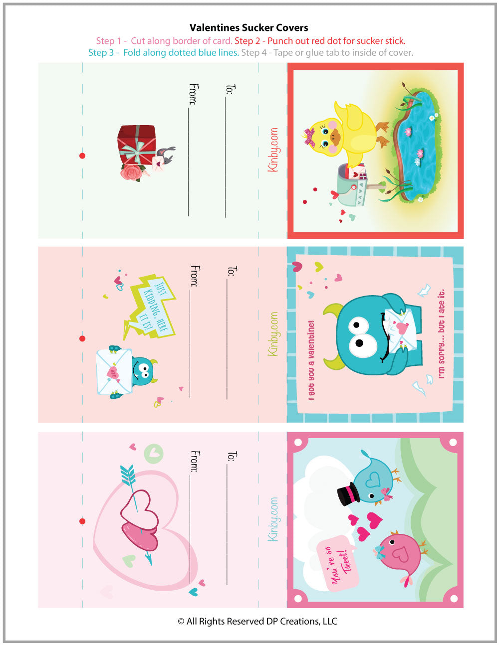 Free Printable Valentines Sucker Covers - Bountiful Baby (DP Creations LLC)