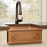 25" Galor Copper Single-Bowl Farmhouse Sink with Rings