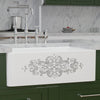 30" Fazio Handcrafted Fireclay Single-Bowl Grey Floral Motif Farmhouse B-Grade Sink - White