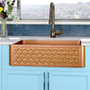 30" Gancher Copper Embossed Floral Design Single-Bowl Farmhouse Sink
