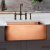 30" Geneva Smooth Copper Single-Bowl Farmhouse Sink with Hammered Interior