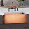 30" Geneva Smooth Copper Single-Bowl Farmhouse Sink with Hammered Interior