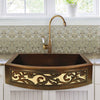 30" Gudencas Hammered Copper Single-Bowl Farmhouse Sink - Silver Vine Apron Design
