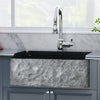 30" Kennesaw Polished Blue Gray Granite Single-Bowl Farmhouse Sink - Chiseled Apron