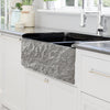 33" Buford Polished Black Granite Double-Bowl Farmhouse Sink - Chiseled Apron