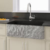 33" Buford Polished Black Granite Single-Bowl Farmhouse Sink - Chiseled Apron