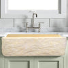 33" Burwell Polished Egyptian Cream Marble Single-Bowl Farmhouse Sink - Chiseled Apron