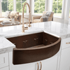33" Ezencor Hammered Copper Curved Apron Single-Bowl Farmhouse Sink - Interior Star Design
