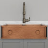 33" Galor Copper Double-Bowl Farmhouse Sink with Rings