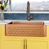 33" Gancher Copper Embossed Floral Design Single-Bowl Farmhouse Sink