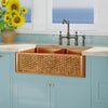 33" Ganston Copper Embossed Weave Design Double-Bowl Farmhouse Sink