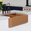 33" Geneva Smooth Copper Double-Bowl Farmhouse Sink with Hammered Interior