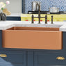 33" Geneva Smooth Copper Single-Bowl Farmhouse Sink with Hammered Interior