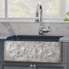 33" Kennesaw Polished Blue Gray Granite Single-Bowl Farmhouse Sink - Chiseled Apron