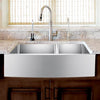 33" Sipsey Stainless Steel 60/40 Offset Double-Bowl Farmhouse Sink - Curved Apron