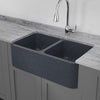 33" Smyrna Smooth Polished Blue Gray Granite 50/50 Double-Bowl Farmhouse Sink