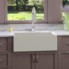 33" Vala Handcrafted Fireclay Single-Bowl Smooth Apron Farmhouse Sink - Matte Gray