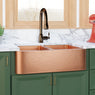 33" Wheaton Copper Hammered Apron Double-Bowl Farmhouse Sink