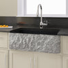 36" Kennesaw Polished Blue Gray Granite Single-Bowl Farmhouse Sink - Chiseled Apron